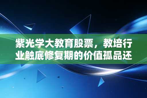 紫光学大教育股票,教培行业触底修复期的价值孤品还是情绪泡沫?
