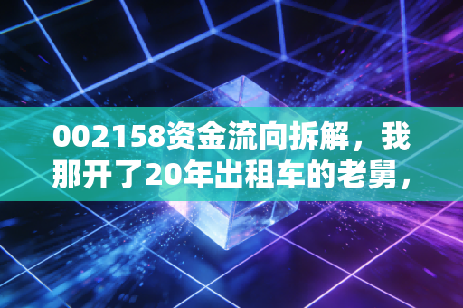 002158资金流向拆解,我那开了20年出租车的老舅,靠跟踪它3个月赚了4万的启示