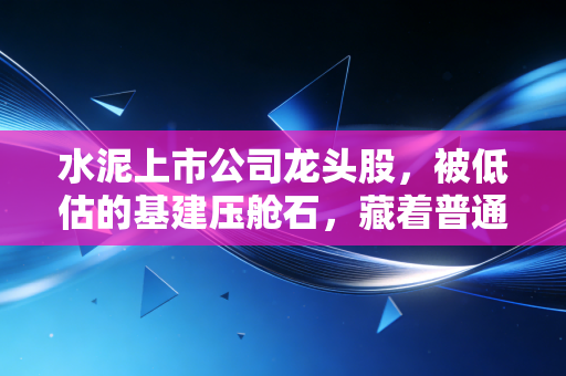 水泥上市公司龙头股,被低估的基建压舱石,藏着普通人没看到的长期价值