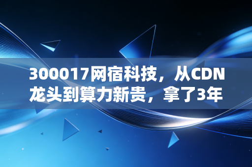 300017网宿科技,从CDN龙头到算力新贵,拿了3年的散户终于等到风口了?