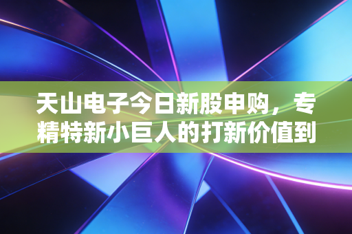天山电子今日新股申购,专精特新小巨人的打新价值到底有多少?