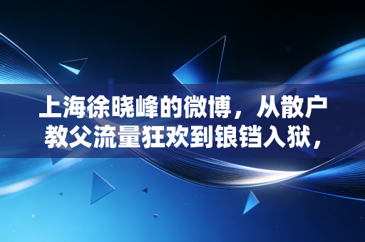 上海徐晓峰的微博,从散户教父流量狂欢到锒铛入狱,给普通人的3个投资血泪警示