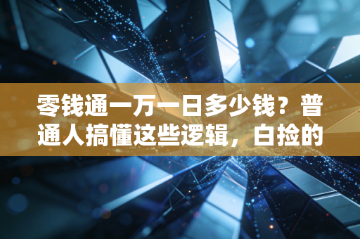 零钱通一万一日多少钱?普通人搞懂这些逻辑,白捡的收益比你想的香
