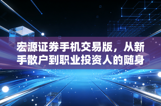宏源证券手机交易版，从新手散户到职业投资人的随身交易百宝箱