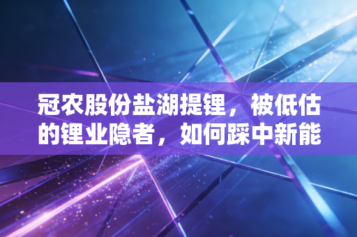 冠农股份盐湖提锂,被低估的锂业隐者,如何踩中新能源时代的民生红利?