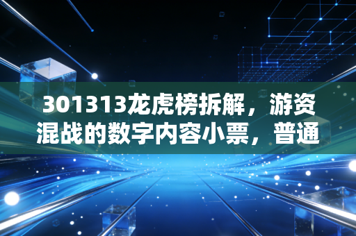 301313龙虎榜拆解,游资混战的数字内容小票,普通散户要不要跟着喝汤?