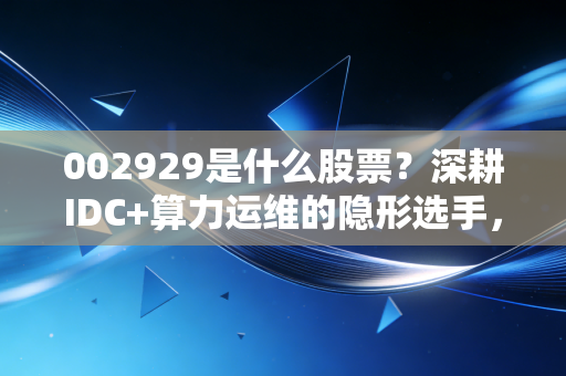002929是什么股票？深耕IDC+算力运维的隐形选手，普通人买它靠谱吗？