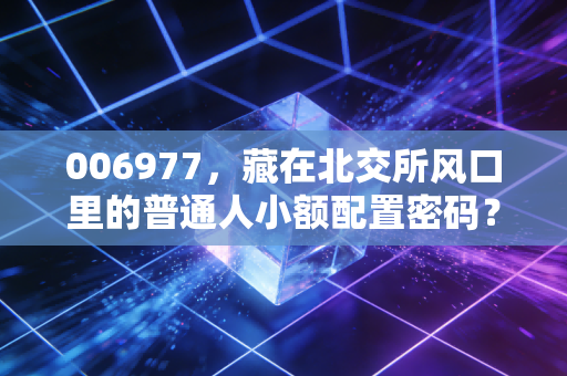 006977，藏在北交所风口里的普通人小额配置密码？