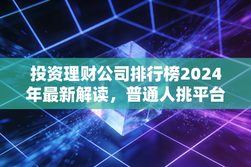 投资理财公司排行榜2024年最新解读,普通人挑平台别光看排名,这几点才是核心