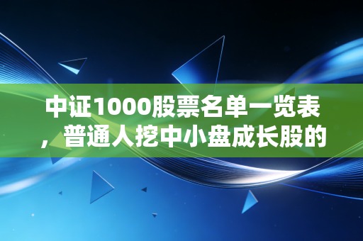 中证1000股票名单一览表,普通人挖中小盘成长股的「藏宝图」实用指南