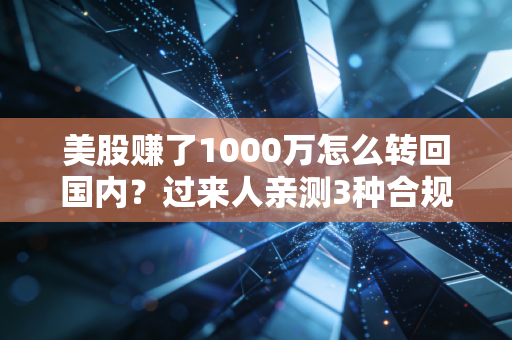 美股赚了1000万怎么转回国内？过来人亲测3种合规路径，避坑指南帮你少交百万冤枉税