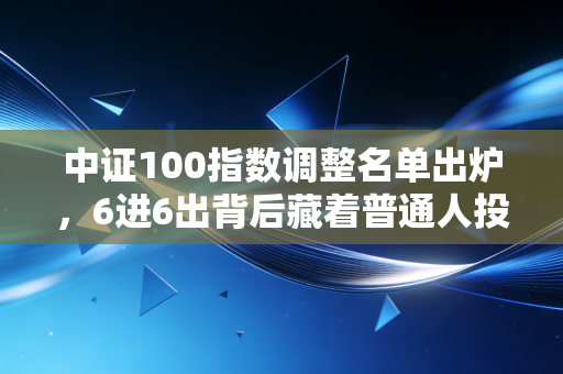 中证100指数调整名单出炉，6进6出背后藏着普通人投资理财的新信号？