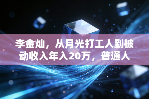 李金灿,从月光打工人到被动收入年入20万,普通人搞钱别踩我踩过的这5个坑
