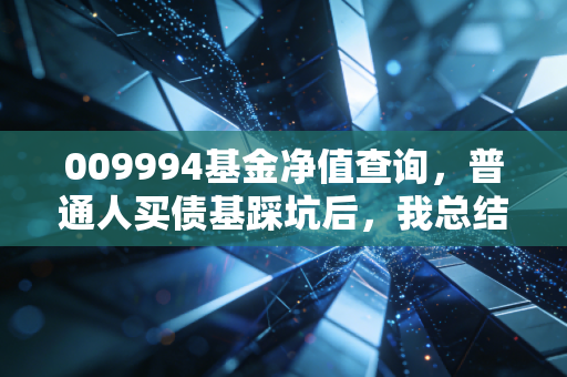 009994基金净值查询，普通人买债基踩坑后，我总结了3个查净值也赚不到钱的真相