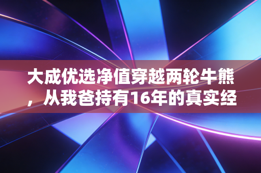 大成优选净值穿越两轮牛熊，从我爸持有16年的真实经历，聊透普通人买基的盈利逻辑
