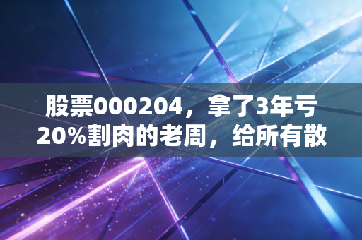 股票000204，拿了3年亏20%割肉的老周，给所有散户上了3堂价值投资课