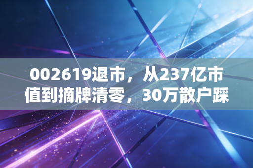 002619退市，从237亿市值到摘牌清零，30万散户踩坑背后的血泪教训