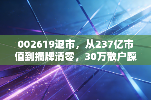 002619退市，从237亿市值到摘牌清零，30万散户踩坑背后的血泪教训