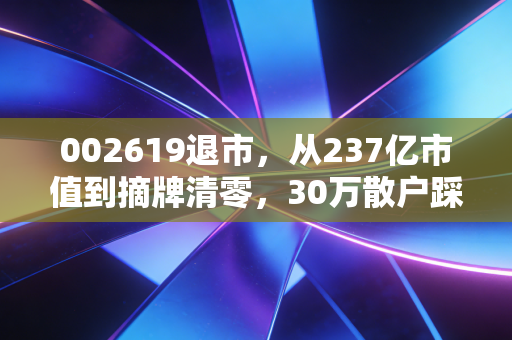 002619退市，从237亿市值到摘牌清零，30万散户踩坑背后的血泪教训