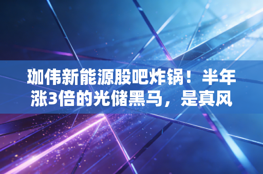 珈伟新能源股吧炸锅！半年涨3倍的光储黑马，是真风口还是击鼓传花的泡沫？