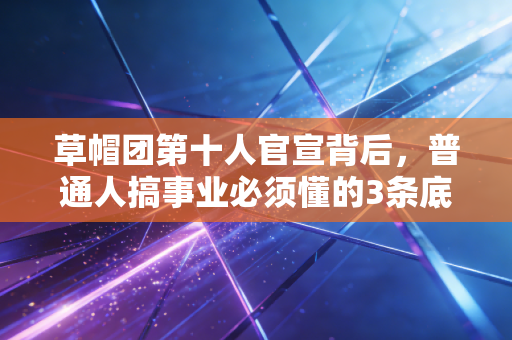 草帽团第十人官宣背后，普通人搞事业必须懂的3条底层财经逻辑