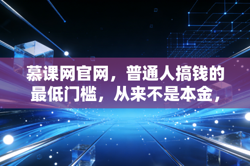 慕课网官网,普通人搞钱的最低门槛,从来不是本金,是你兜里99块能买到的认知
