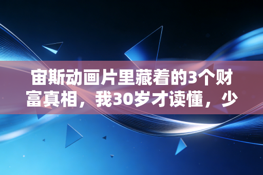 宙斯动画片里藏着的3个财富真相，我30岁才读懂，少走10年弯路