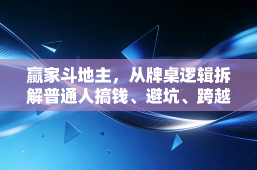 赢家斗地主，从牌桌逻辑拆解普通人搞钱、避坑、跨越阶层的底层逻辑
