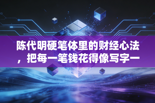 陈代明硬笔体里的财经心法，把每一笔钱花得像写字一样扎实