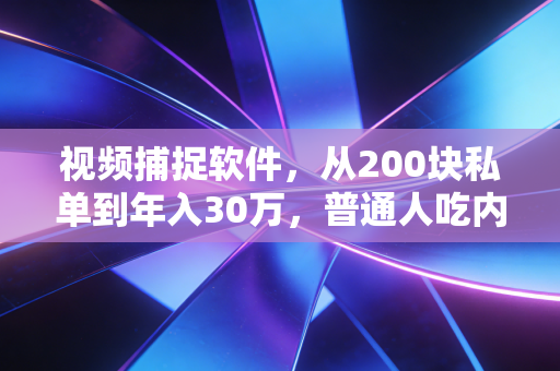 视频捕捉软件，从200块私单到年入30万，普通人吃内容流量红利的最低成本工具