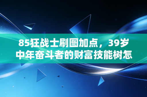 85狂战士刷图加点，39岁中年奋斗者的财富技能树怎么点才不翻车