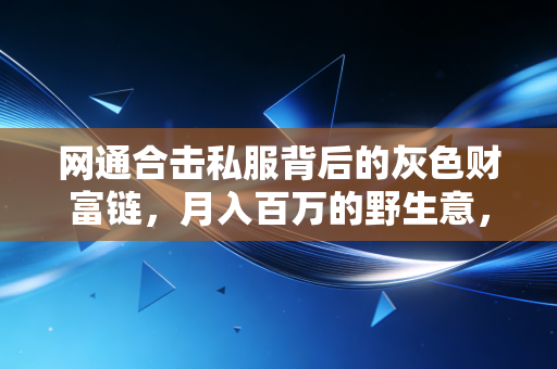 网通合击私服背后的灰色财富链，月入百万的野生意，藏着多少普通人看不到的商业逻辑与法律风险