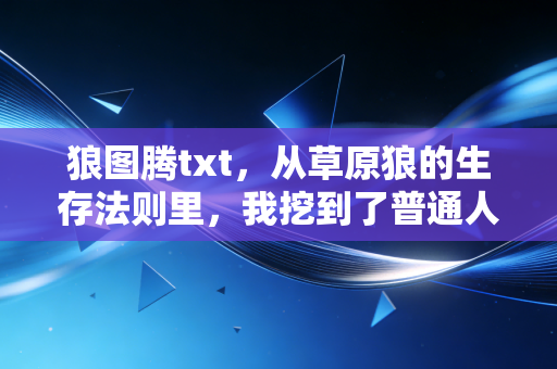 狼图腾txt,从草原狼的生存法则里,我挖到了普通人3年赚够第一桶金的底层逻辑