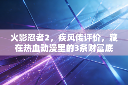 火影忍者2,疾风传评价,藏在热血动漫里的3条财富底层逻辑,工作10年我才看懂