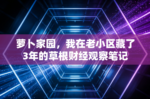 萝卜家园,我在老小区藏了3年的草根财经观察笔记