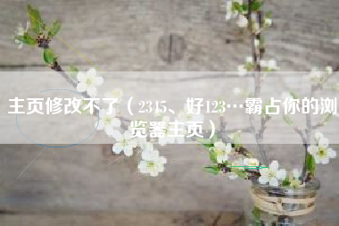 主页修改不了（2345、好123…霸占你的浏览器主页）