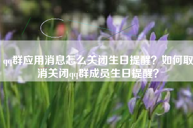 qq群应用消息怎么关闭生日提醒？如何取消关闭qq群成员生日提醒？