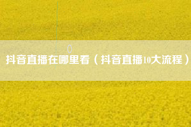抖音直播在哪里看（抖音直播10大流程）