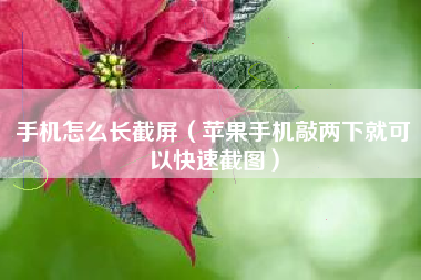 手机怎么长截屏（苹果手机敲两下就可以快速截图）