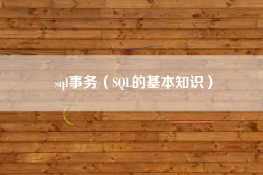 sql事务（SQL的基本知识）