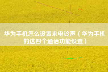 华为手机怎么设置来电铃声（华为手机的这四个通话功能设置）