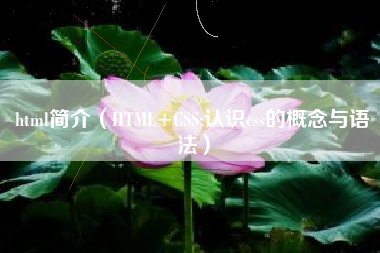 html简介（HTML+CSS:认识css的概念与语法）