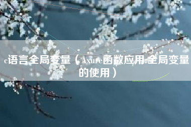 c语言全局变量（Axure函数应用:全局变量的使用）