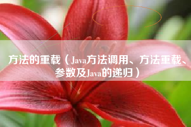 方法的重载（Java方法调用、方法重载、参数及Java的递归）