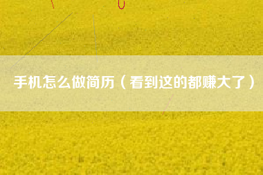 手机怎么做简历（看到这的都赚大了）