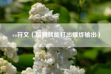 ez符文（前期就能打出爆炸输出）