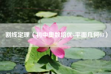 割线定理（初中奥数培优-平面几何03）
