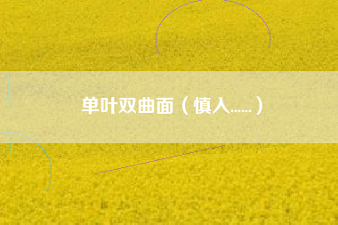 单叶双曲面（慎入......）