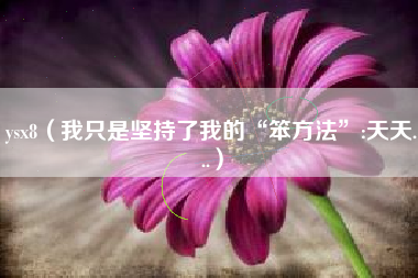 ysx8（我只是坚持了我的“笨方法”:天天...）