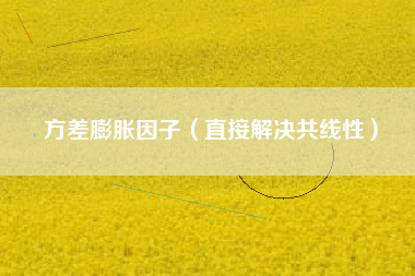 方差膨胀因子（直接解决共线性）